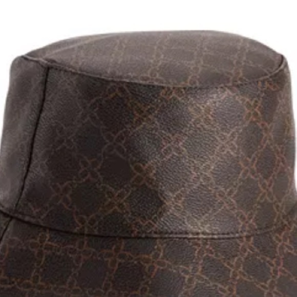 Women's Nine West Vegan Leather Lattice Pattern Bucket Hat - Picture 3 of 11